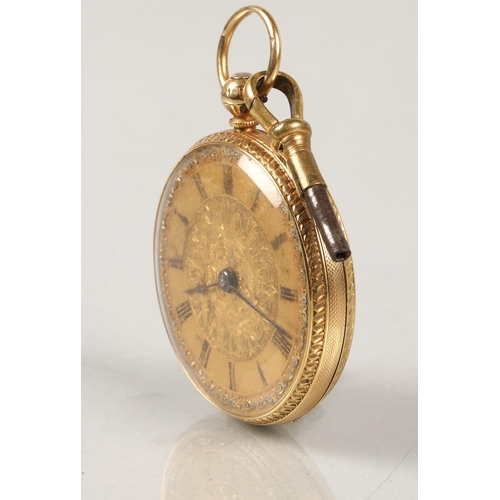 126 - Gents 18 ct gold open face pocket watch.Total weight 57.8 grams