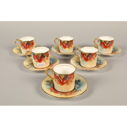 142 - Aynsley six piece floral decorated coffee set