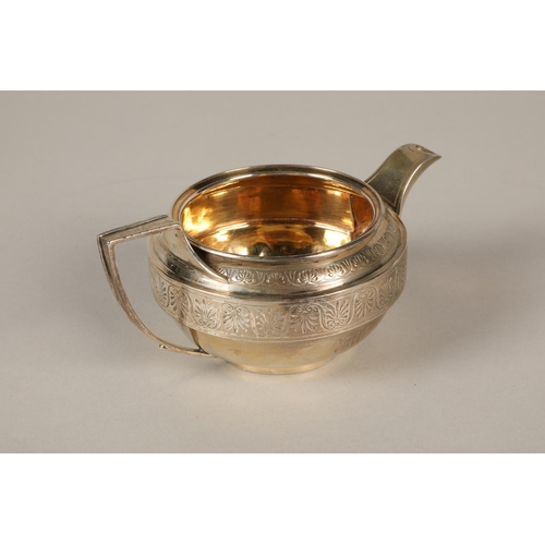 183 - A George 3rd silver Batchelors teapot with engraved bandLondon 1808 (missing cover) 170 grams