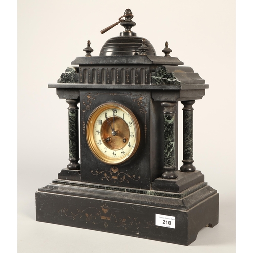 210 - Victorian marble architectural mantle clock