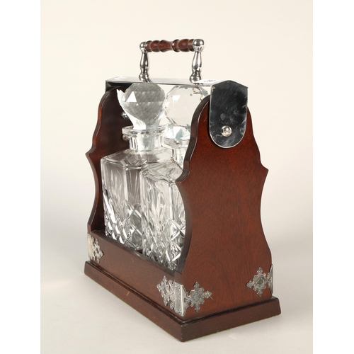 290 - Mappin and Webb tantalus with two crystal decanters