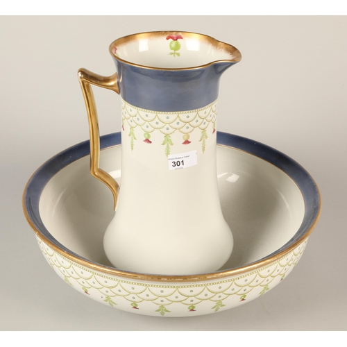 301 - Large Dunblane Adderleys ewer (height: 30cm) and bowl (diameter: 40cm)