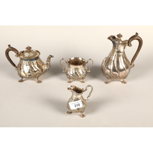 310 - Ornate silver plated tea service items (4)