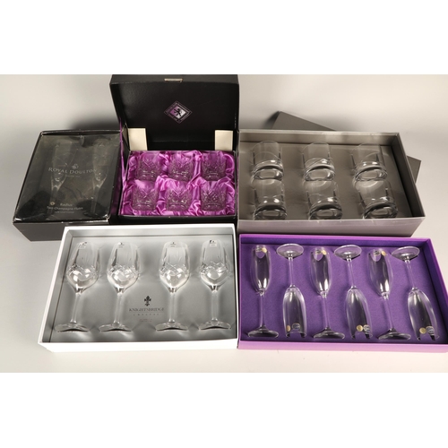 327 - Five sets of cased crystal glasses to include Royal Doulton, Bohemia, Edinburgh, etc