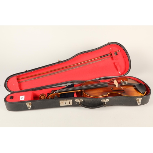 354 - Golden Strad violin with bow, cased