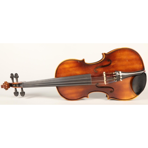 354 - Golden Strad violin with bow, cased