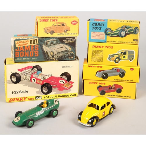 361 - Box of various of Dinky toy cars including vintage Corgi  James Bond in box, Vintage Dinky  Austin A... 