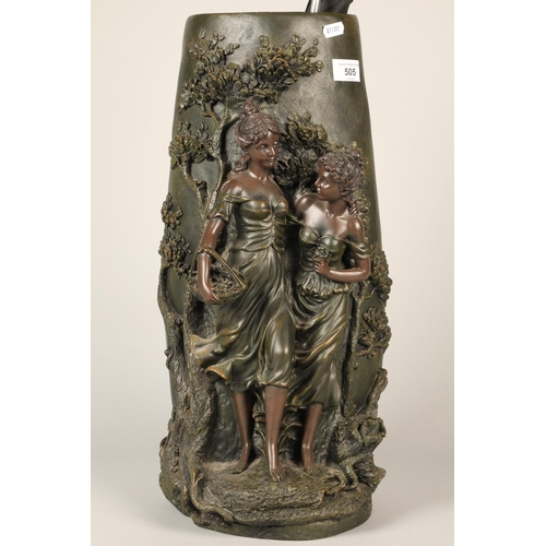 505 - Umbrella stand decorated with lady figures and foliage