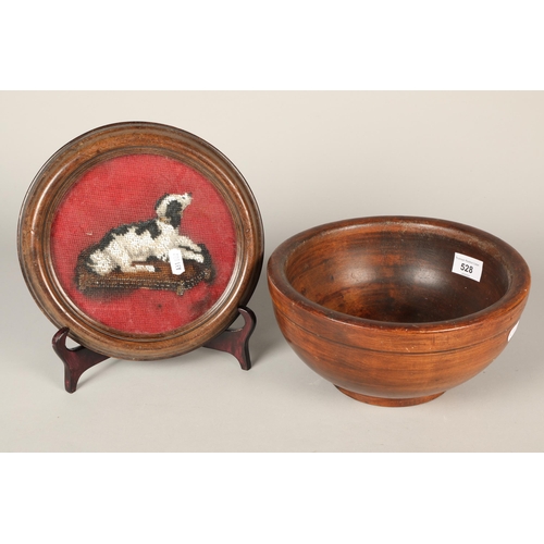 528 - Bowl with small framed dog picture