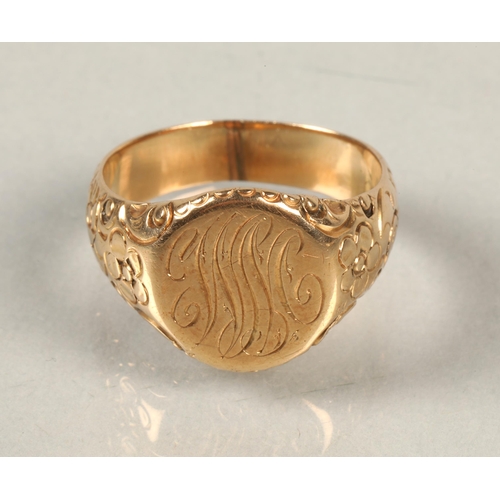 59 - 14 ct Gold signet ring, 11 grams, size W/X