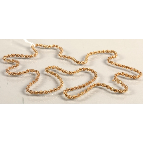 79 - 9 ct gold rope chain necklace, 15 grams