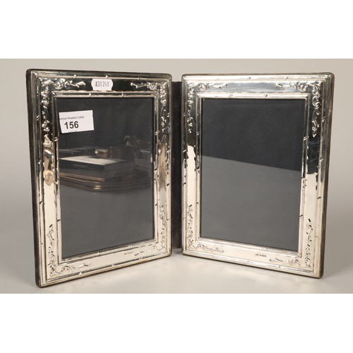 156 - Double silver photo frame, Birmingham 1961, Overall size 37 x 23 cm