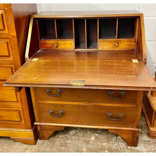 572 - Inlaid writing bureau, H 94cm, W 75.5cm, D 42cm