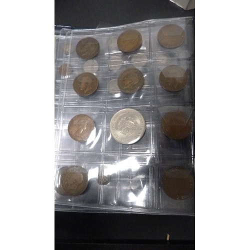 240 - Folder of British pre-decimal coinage, various denominations, and commemorative coins.