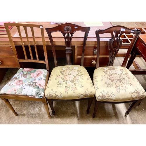 563 - Three floral upholstered bedroom chairs