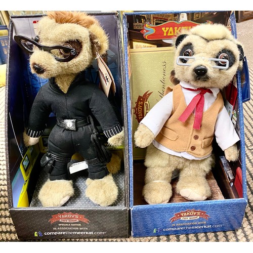 384 - Eight boxed 'Compare the Meerkat' toys 