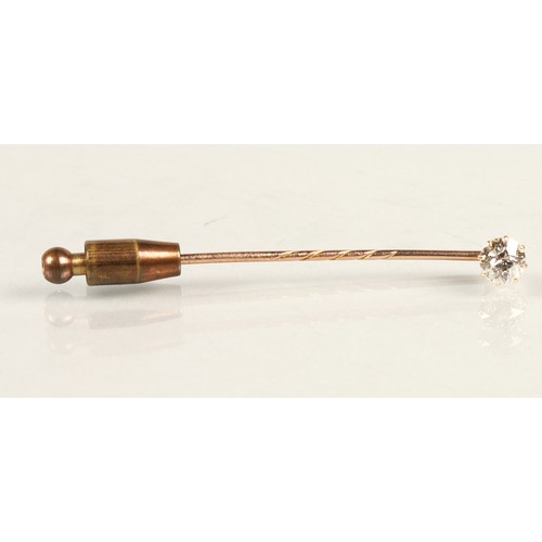 85 - rose yellow metal Diamond stick pin , 0.25 carat