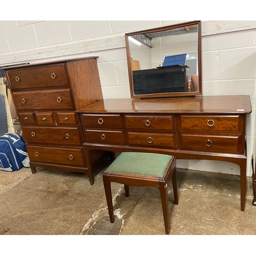 637 - Stag Dressing chest and mirror with stool and matching tall boy (3)