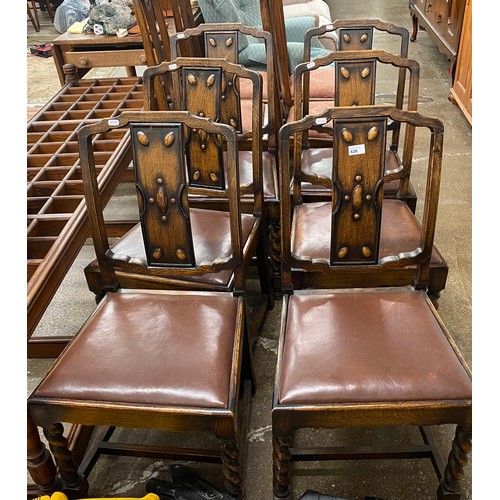 626 - Six oak dining chairs with barley twist legs  (6)