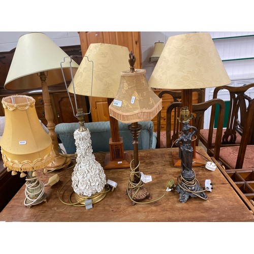 616 - Seven various table lamp stands