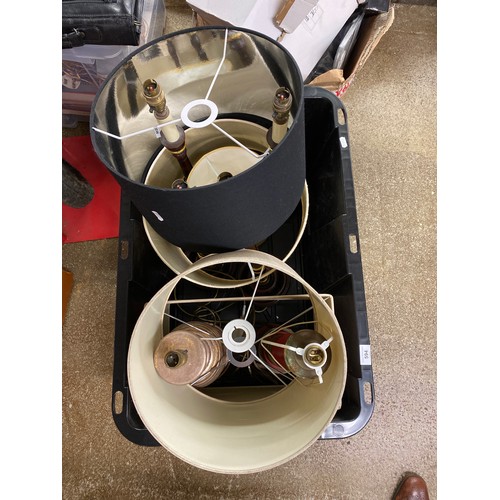 594 - Box containing assorted lamps and lampshades