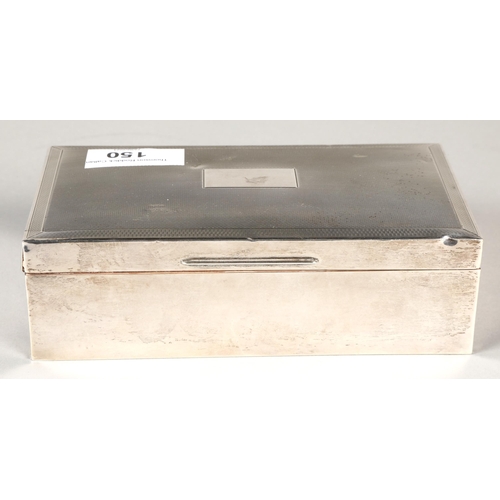 150 - A silver engine turned rectangular cigarette box