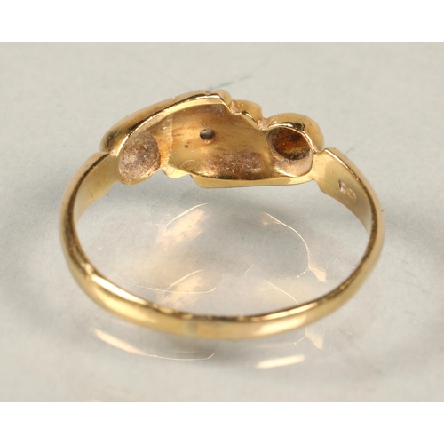 80 - Gold ring with seed pearls and diamond , size O