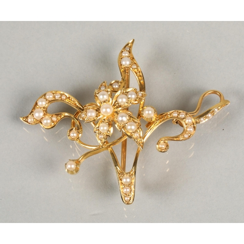 83 - 15 ct gold seed pearl brooch/ pendant.5.3 grams