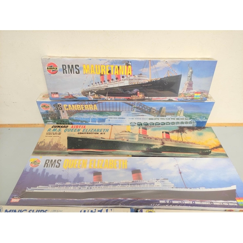 133 - Group of model ship construction kits to include three sealed 1:600 scale Airfix sets to include R.M... 