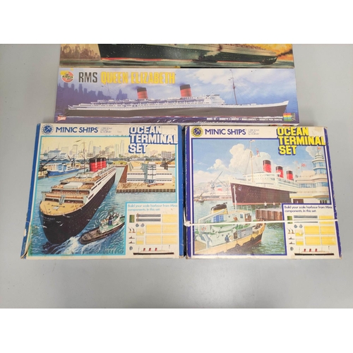 133 - Group of model ship construction kits to include three sealed 1:600 scale Airfix sets to include R.M... 