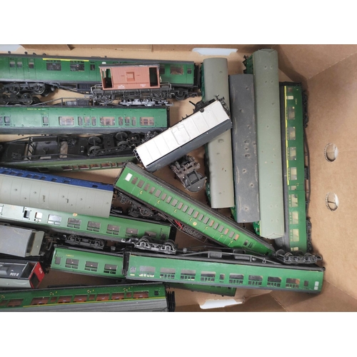 198 - Box containing a large collection of 00 gauge rolling stock to include a Mk1 Buffet Restaurant Car S... 