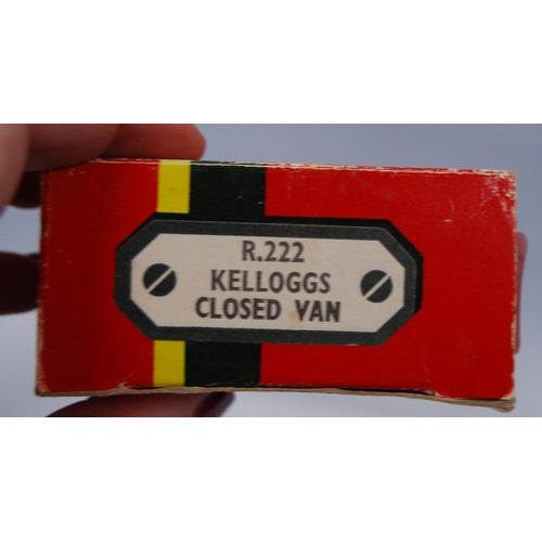 280 - Group of Hornby OO gauge wagons, van and tender to include R.222 Kelloggs closed van, R.227 Shell ta... 