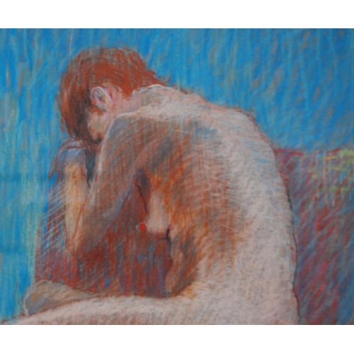 355 - Simon Blackwood (Scottish, b. 1942)Portrait of a nude femaleSigned, pastel, 55.5cm x 43.5cm.  ARR... 