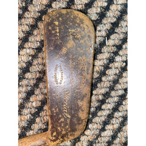 490 - Five hickory golf clubs