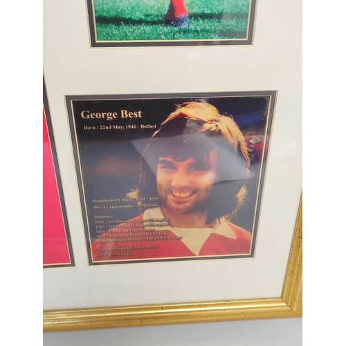 455 - George Best. A framed signed Manchester United retro-style football shirt, signed above the club cre... 