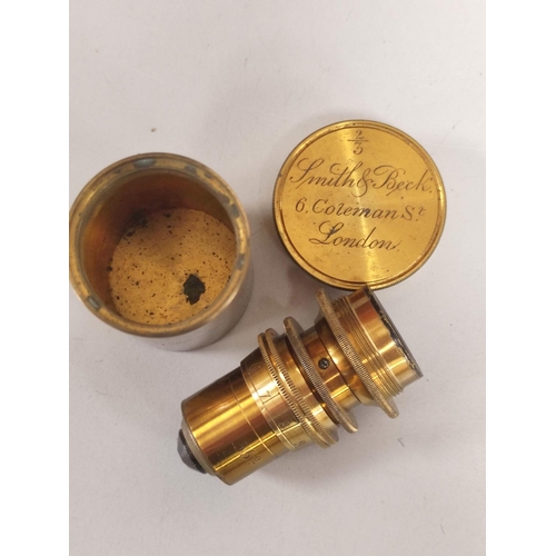 457 - c1840/50s cased Smith & Beck of 6 Coleman Street, London binocular ''Best No1'' microscope outfi... 