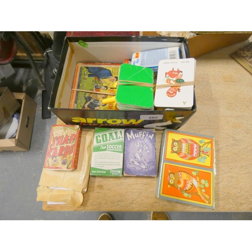 202 - Box of vintage card games.