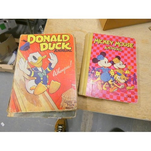 203 - Vintage children's annuals to include 1950's Mickey Mouse and Donald Duck.