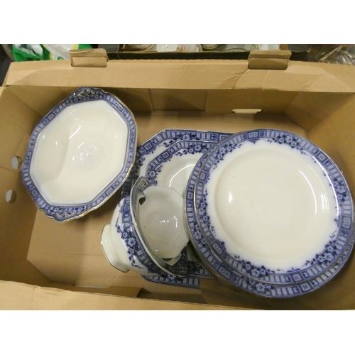 244 - Box of Burleigh blue & white dinner wares.