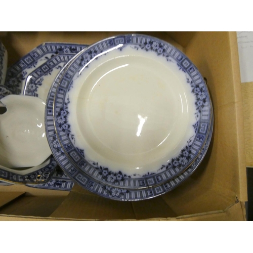 244 - Box of Burleigh blue & white dinner wares.