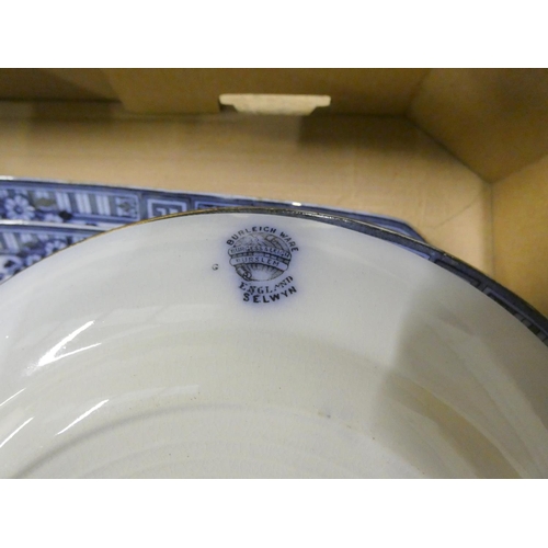 244 - Box of Burleigh blue & white dinner wares.