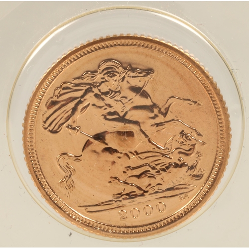 144 - Gold proof half sovereign 2000.