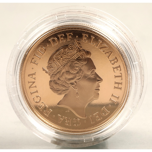 139 - The Royal Mint. The Five-Sovereign Piece 2015 Brilliant uncirculated Gold Proof coin, with certifica... 