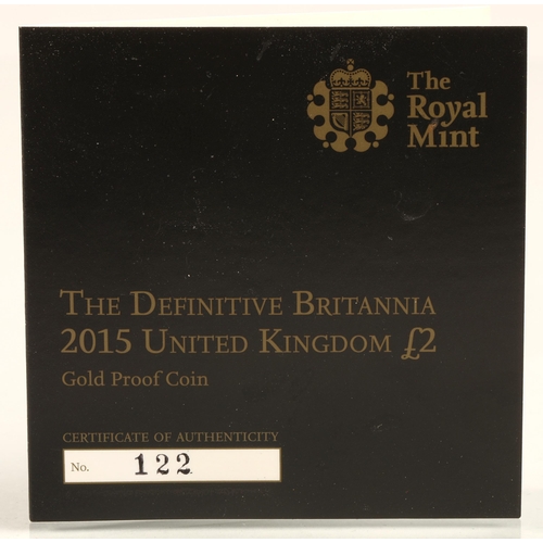 159 - The Royal Mint. The Definitive Britannia 2015 United Kingdom £2 gold proof coin.15.97 grams. with ce... 