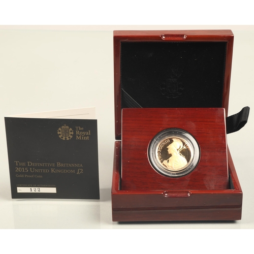 159 - The Royal Mint. The Definitive Britannia 2015 United Kingdom £2 gold proof coin.15.97 grams. with ce... 