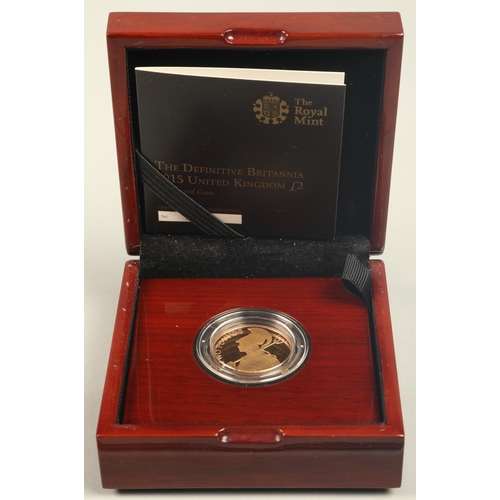 159 - The Royal Mint. The Definitive Britannia 2015 United Kingdom £2 gold proof coin.15.97 grams. with ce... 