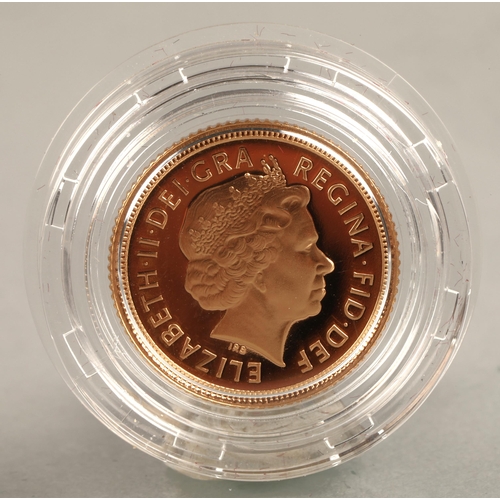 142 - Gold proof half sovereign 2000, with case & outer box.