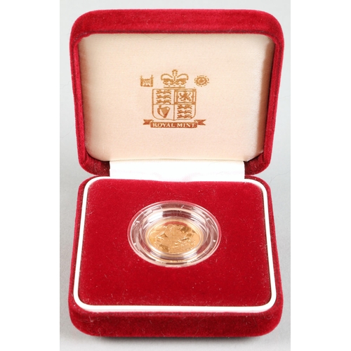 142 - Gold proof half sovereign 2000, with case & outer box.