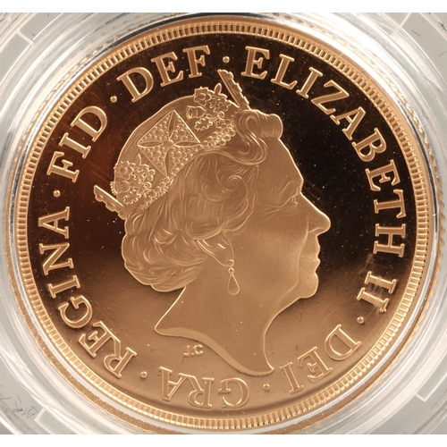 130 - The Royal Mint, The 2018 gold proof sovereign with case, certificate and outer box.No 6873/10500.8 g... 