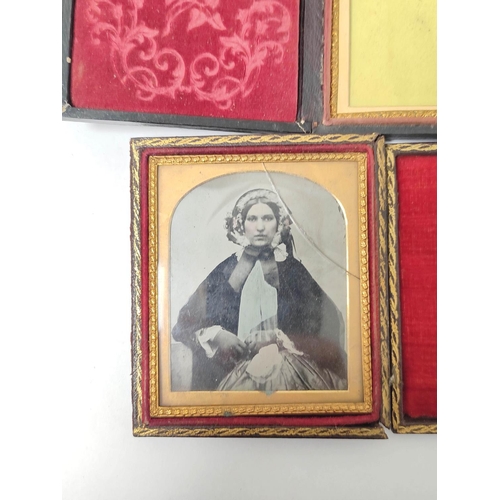 304 - Group of curios to include 19th century Daguerrotype's, similar period cases and ebonised photo fram... 